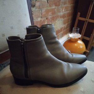 Poppy Barley Silver/Grey Genuine Leather Ankle Boots - Ethically Made in MX